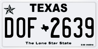 TX license plate DOF2639