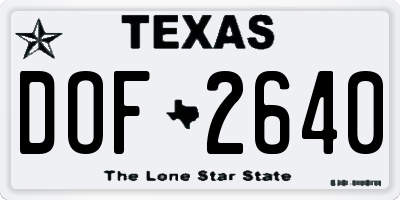 TX license plate DOF2640