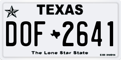 TX license plate DOF2641