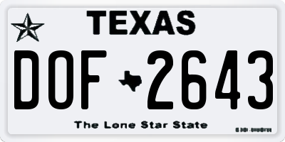 TX license plate DOF2643