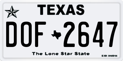 TX license plate DOF2647