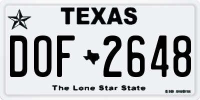 TX license plate DOF2648