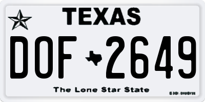 TX license plate DOF2649