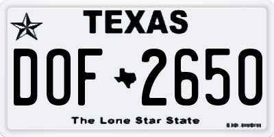 TX license plate DOF2650