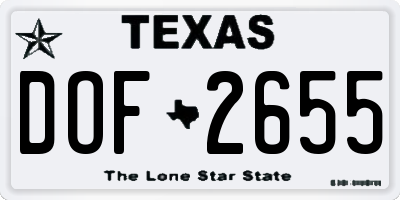 TX license plate DOF2655