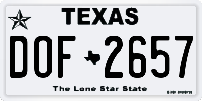 TX license plate DOF2657