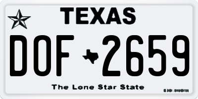 TX license plate DOF2659