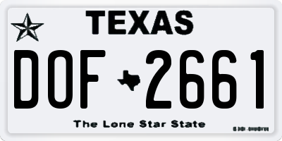 TX license plate DOF2661