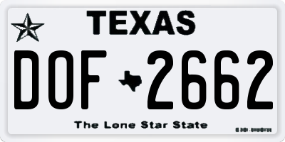 TX license plate DOF2662