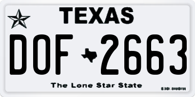 TX license plate DOF2663