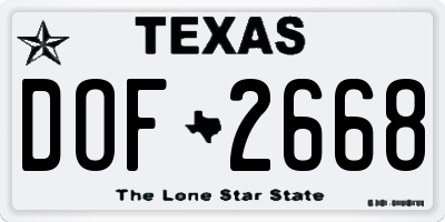 TX license plate DOF2668