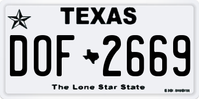TX license plate DOF2669