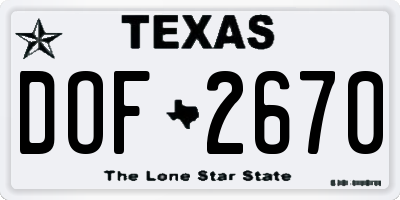 TX license plate DOF2670