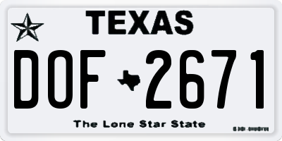TX license plate DOF2671