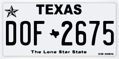 TX license plate DOF2675