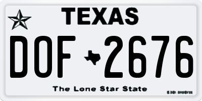 TX license plate DOF2676