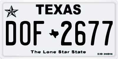 TX license plate DOF2677