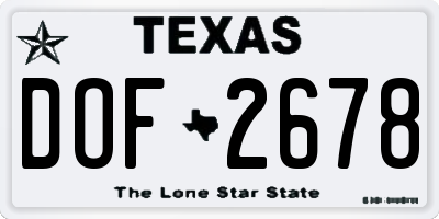 TX license plate DOF2678