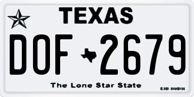 TX license plate DOF2679