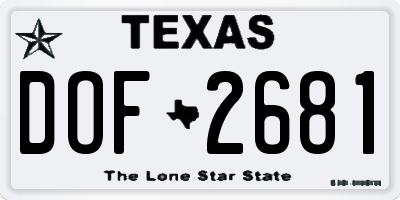 TX license plate DOF2681