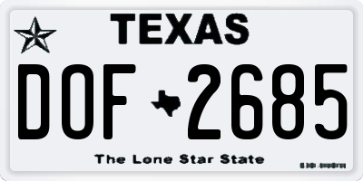 TX license plate DOF2685