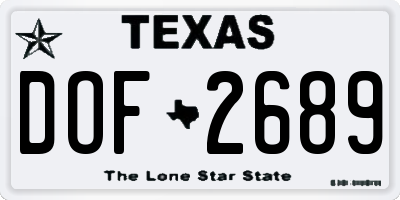 TX license plate DOF2689