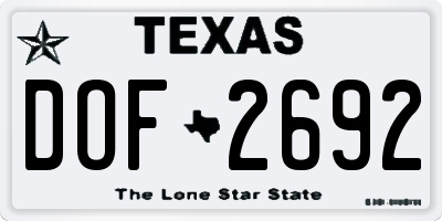 TX license plate DOF2692