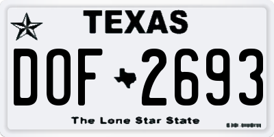 TX license plate DOF2693