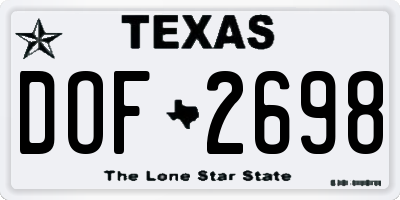 TX license plate DOF2698