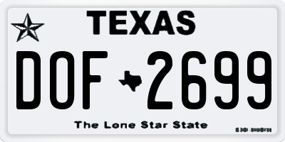 TX license plate DOF2699