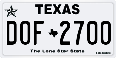 TX license plate DOF2700