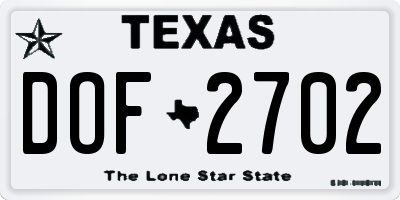 TX license plate DOF2702