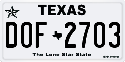 TX license plate DOF2703