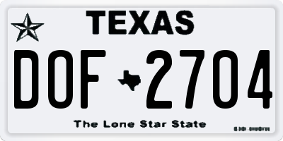 TX license plate DOF2704