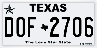 TX license plate DOF2706