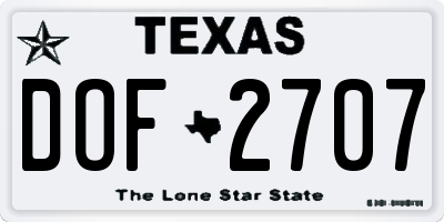TX license plate DOF2707