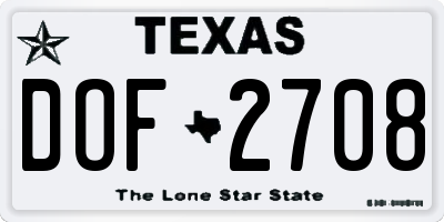 TX license plate DOF2708