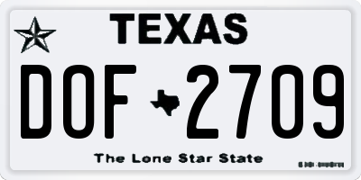 TX license plate DOF2709