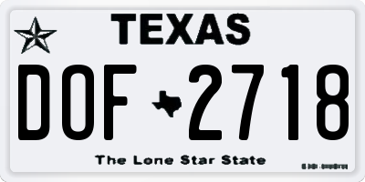 TX license plate DOF2718