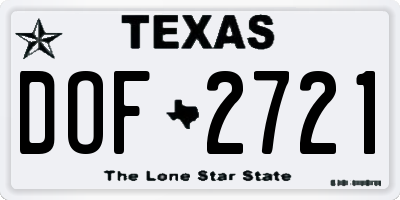 TX license plate DOF2721