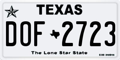 TX license plate DOF2723