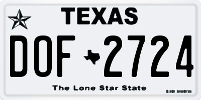 TX license plate DOF2724