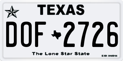 TX license plate DOF2726