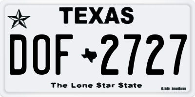 TX license plate DOF2727