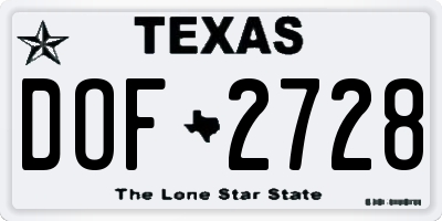 TX license plate DOF2728