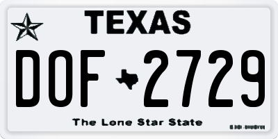 TX license plate DOF2729