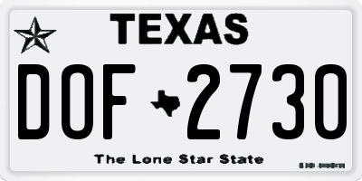 TX license plate DOF2730