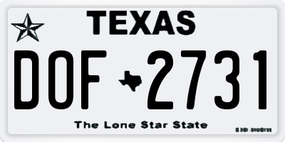 TX license plate DOF2731