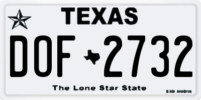 TX license plate DOF2732