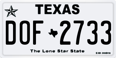 TX license plate DOF2733